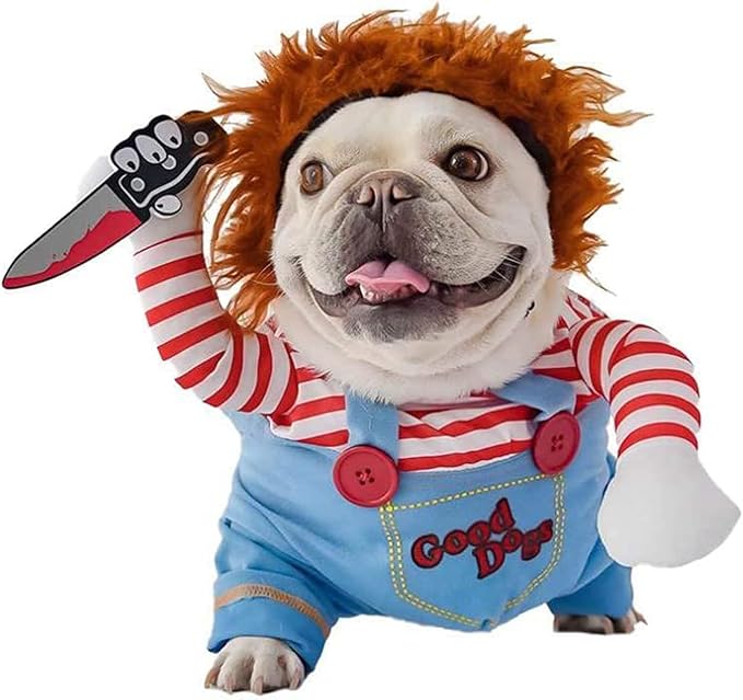 Pet Deadly Dog Costume, Cute Dog Cosplay Halloween Christmas Funny Pet Clothes Party Costume for Small Medium and Large Dogs (Small)