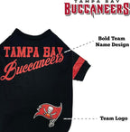 NFL Tampa Bay Buccaneers T-Shirt for Dogs & Cats, Large. Football Dog Shirt for NFL Team Fans. New & Updated Fashionable Stripe Design, Durable & Cute Sports PET TEE Shirt Outfit