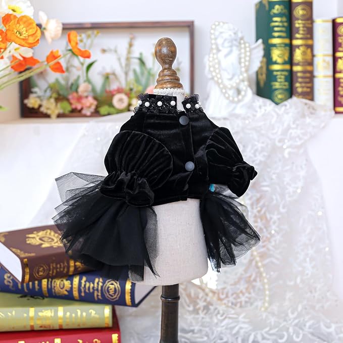 Fashion Sweet Puppy Dog Blingbling Princess Skirt Pet Dog Lace Cake Camisole Tutu Dress K-Black XS