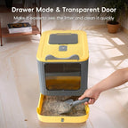 Upgraded Fully Enclosed Cat Litter Box with Lid, Covered Cat Box Enclosure, Anti-Splashing Easy to Clean Kitty Litter Boxes with Drawer, 3 Modes can Use from Kitten to Adult(Yellow&Grey)