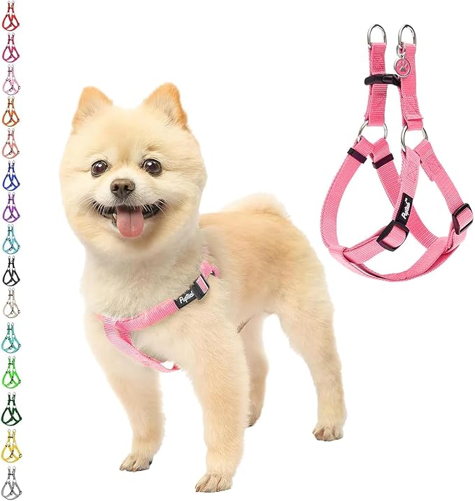 PUPTECK No Pull Dog Harness Soft Adjustable Basic Nylon Step in Puppy Vest Outdoor Walking with ID Tag