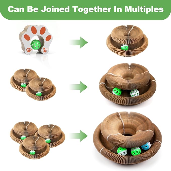 2Pack Magic Organ Cat Scratching Board Cat Accordion Toy Cats Scratching Post Ball Track, Kitten Fun Intelligence Physical Exercise Educational Toy