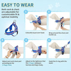 SlowTon No Pull Small Dog Harness and Leash Set, Puppy Soft Vest Harness Neck & Chest Adjustable, Reflective Lightweight Harness & Anti-Twist Pet Lead Combo for Small Medium Dogs (DB-Front Clip, XS)