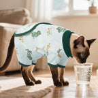 DENTRUN Cat Surgery Recovery Suit Female Male Soft Onesie, Kitten Surgical Collar Cone Alternative Shirt, Abdominal Wounds Anti-Licking Pajama for Small Pets Spay, Cat Body Suit Post Surgery