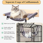 JSPYFITS Wooden Cat Wall Hammock, 18.9 x 12.6 Inch Double Layer Cat Furniture Hammock, Large Removable Multi-Function Cats Bed for Sleep/Play/Climb/Lounge Easy DIY Installation(Grey)