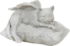 Holiberty Cat Angel Figurine Memorial Pet Stone Statue - Garden Grave Monument Marker Decor - Polyresin Dog Angel Figures Tombstone Sculpture Ornament - Loss of Kitten Sympathy Gift