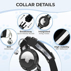 Breakaway AirTag Cat Collar, Reflective Cat Tracker Collar with Air Tag Holder and Bell, Safety Elastic Band Cat GPS Collars for Girl Boy Cats, Kittens and Puppies (Black, 8-13'')