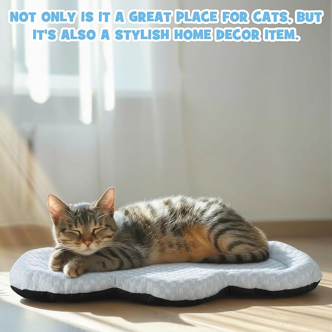 Cooling Mat Summer Cool Pet Cat Sleeping Pad Thicken Puppy Sleeping Blanket Cloud Washable Breathable Non-Slip Pup Cat Pad for Summer Pet Chair Floor Kennel(Blue,26" X 16")