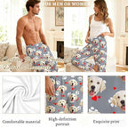 Custom Couple Pajama Pants Sock with Funny Face, Personalized PJ Anniversary Birthday Women Men Pants