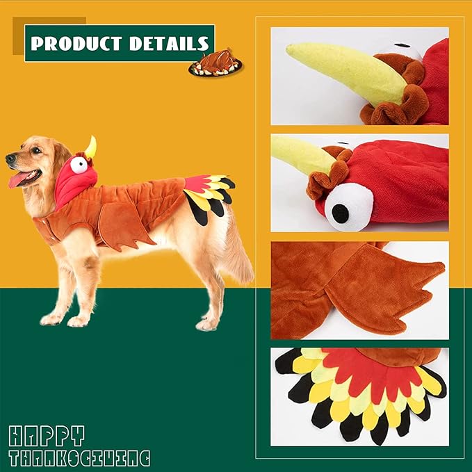 BWOGUE Turkey Dog Costume Thanksgiving Apparel Pet Costume for Dogs and Cats