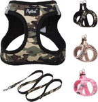 PUPTECK Dog Harness and Leash Set for Small Medium Dogs No Pull Step-in Soft Mesh Puppy Cat Vest Harnesses Reflective at Night, Camouflage, S