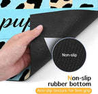 Puppy Feeding Mat 24x16 inch Blue Leopard Print Pet Bowl Placemat Non Slip Floor Mat for Food and Water Indoor Dog Feeding Station Cute Meal Pad for Small Pets Kitchen Use