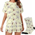 Custom Short Pajamas Set with Face Photo Women‘s Sleepwear Tee Personalized PJ Short Loungewear Set fot Her