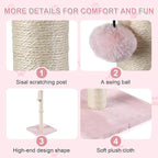 Dimaka Tall Cat Scratching Post, Claw Scratcher with Sisal Rope and Covered with Soft Smooth Plush, Vertical Scratch [Full Strectch] for Standard Size Cats (Pink, 29 inches for All Cats)