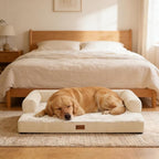 Orthopedic XXL Dog Beds, Waterproof Egg Crate Foam Big Pet Bed for All Breed Sized Dogs 53x42Inch, Washable Extra Large Dog Couch Bed with Removable Cover and Non-Slip Bottom, Beige