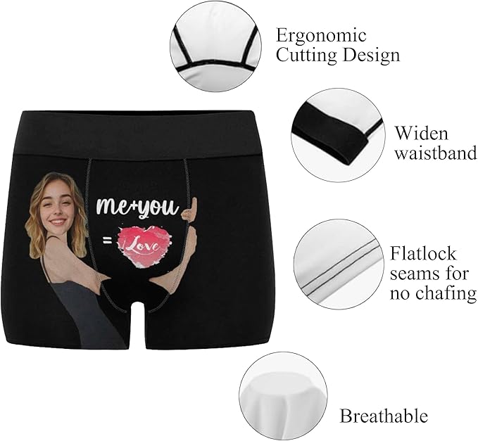 M YESCUSTOM Custom Faces Funny Short Briefs Gift for Husband Underwear