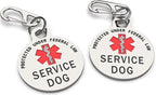 Service Dog Tag Double Sided with Federal Protection & Red Medical Alert Symbol | 1.25 Inch Durable Pet ID Tags | Easily Attach to Collar, Harness, Vest | Service Dog Identification Tag