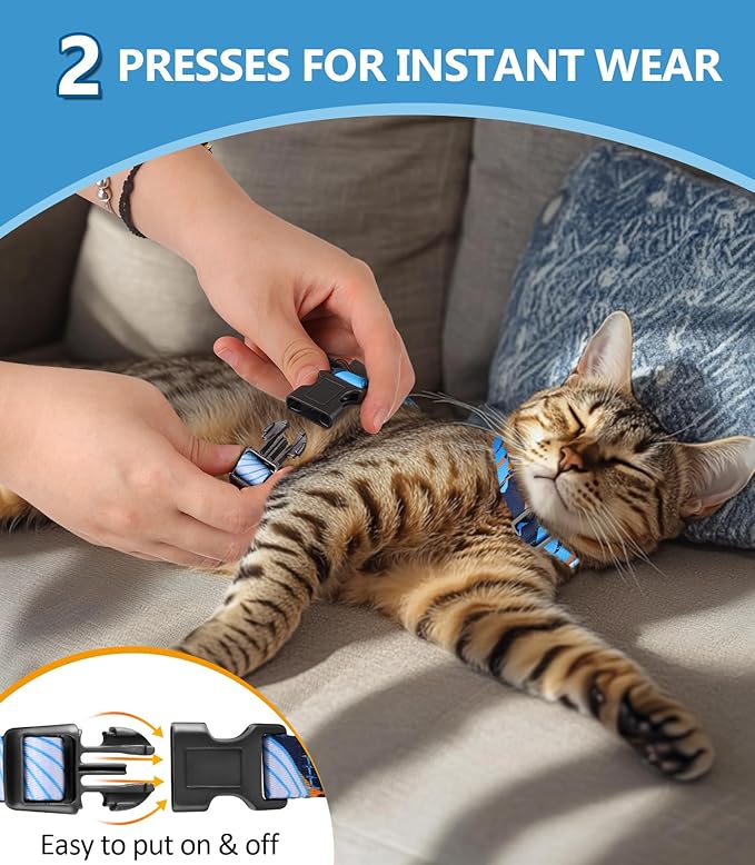 Halypet Cat Harness and Leash Set, Escape Proof [3 in 1 Adjustable & Lightweight] Cat Harness, Safe Kitten Harness for Large Cats Comfortable Soft, Easy to Wear, Walking Outdoor Travel, Medium