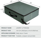 Portable Litter Box for Cats Kitten Foldable Travel Litter Box with Lid, Leak-Proof No Smell Easy to Carry, Clean and Store Easy for Car Travel, Hotle Stays and Road Trip 16x12x4.3 Inches