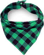 Christmas Plaid Dog Bandana with Button, Fall Dual Layer Soft Cotton Triangle Dog Scarf Kerchief Washable Girl Boy Dog Bandanas Adjustable Accessories for Small Medium Large Extra Large Dog Puppy Pet