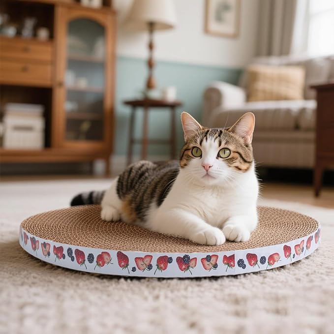 Round Cat Scratcher Pad 10 inch Diameter 3/5 inch Thickness Scratch Replacement Refill Scratching Board Cat scratchers for Indoor Cats (5 Pc)