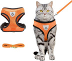 shudyear Summer cat Chest Harness and Leash, Anti-Escape Adjustable Soft mesh cat Leash and Chest Harness Set for All Types of Cats cat Vests (Size M, Orange)