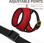 PUPTECK Soft Mesh Dog Harness and Leash Set Pet Puppy Cat Comfort Padded Vest No Pull Harnesses, Solid Red, S