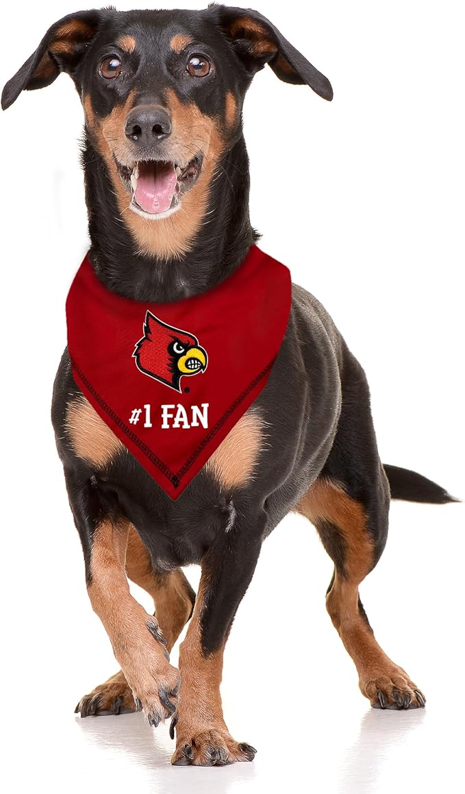 Pets First NCAA Louisville Cardinals Personalized Tie Around Bandana for Dogs & Cats, Size Large/X-Large. Custom Dog Bandana Scarf Bib for Cat Dog. The Ultimate Game-Day & Party Customizable Bandana