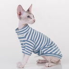 PUMYPOREITY Sphynx Cat Clothes - Soft Hairless Shirt With Sleeves, Stretchy Sweater, Pullover Pajamas Jumpsuit, Turtleneck Outfit for Sphynx Cornish Rex, Devon Rex - Blue, S