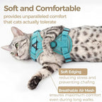 Cat Harness and Leash Set Escape Proof Tactical Large Kitten Harness Emotional Support Cat Vest, Turquoise, L