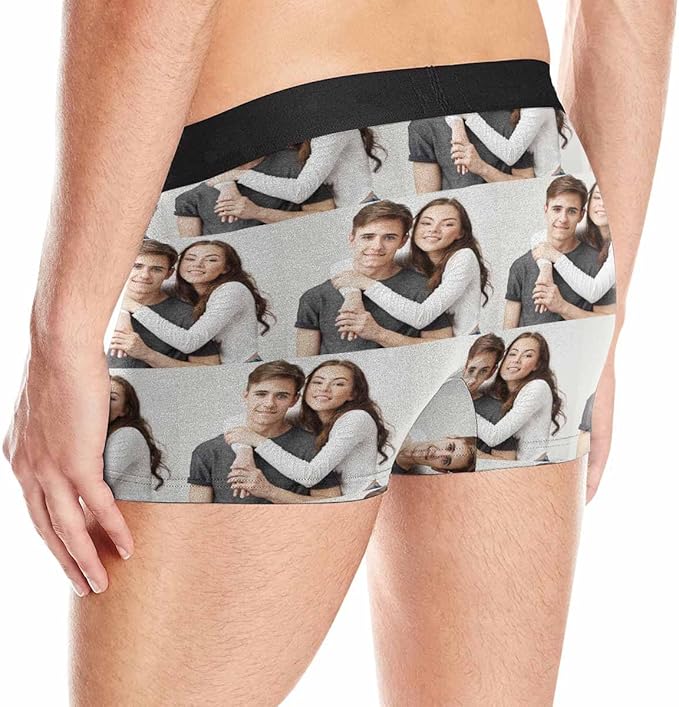 M YESCUSTOM Custom Faces Funny Short Briefs Gift for Husband Underwear