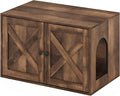 Furinno Peli Farmhouse Cat Litter Box Enclosure, Rustic Brown