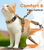 Halypet 2-Pack Cat Harness and Leash Set, Escape Proof 3-in-1 Adjustable Harness for Cats, Soft Lightweight, Easy On & Control for Walking, Travel & Outdoor Use, Small (White & Orange)