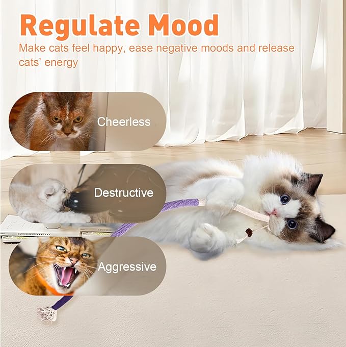 3 PCS XL Cat Toys Chew Ropes, 27.56 Inches Cat Chew Rope Toy for Teeth Cleaning, Safe Catnip Toys for Cats Rope Chew Toy (3 Bags of Catnip Included)