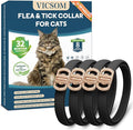 Flea Collar for Cats 4 Pack, 32 Months Flea and Tick Prevention for Cats Collar, Waterproof Cat Flea Collar, Natural Cat Flea and Tick Treatment Collar, Adjustable Flea Collar for Cat Kitten, Black