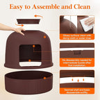 Lifewit Cat Litter Box, Hidden Enclosure Litter Tray with Odor Control & Carbon Filter in Living Room, Bedroom, Corner with Faux Plant& Plastic Scoop, 48 x 120 cm/19x47, Brown
