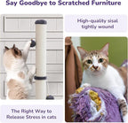 33'' Tall Cat Scratching Post for Adults Cats, Sturdy Large Scratch Pole with Hanging Ball with Fun Mouse Hole, Scratching Posts for Indoor with Durable Natural Sisal Rope (Darkgrey)