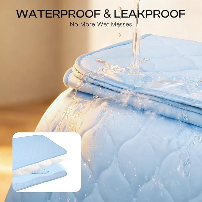 Luciphia Waterproof Cooling Blanket for Dogs Couch Cover Q-MAX>0.5, Leakproof Pet Mat Non-Slip for Cat Puppy Crate Bed Protector Outdoor Throw (Light Blue, 60x80 inches)