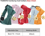 Cotton Breakaway Cat Collar with Bow Tie and Bell, Adjustable Cute Soft Corduroy Kitten Collars for Girl and Boy Cats