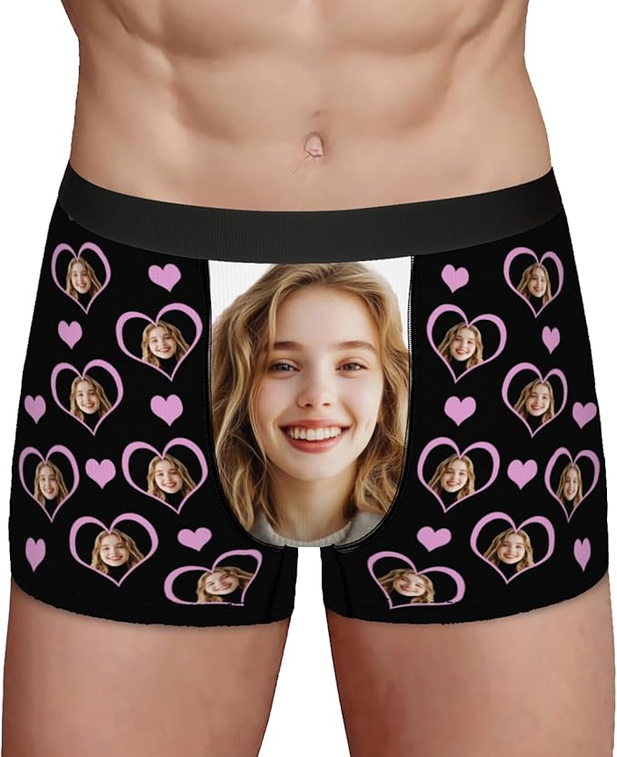 Personalized Underwear for Men with Face Custom Face Boxers Customized Boxer Briefs Funny Gifts for Him Husband Boyfriend