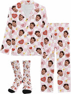 Artsadd Personalized Pajamas with Faces for Women Men Custom Christmas Pajamas Gifts for Family Couple, Funny Photo Pjs