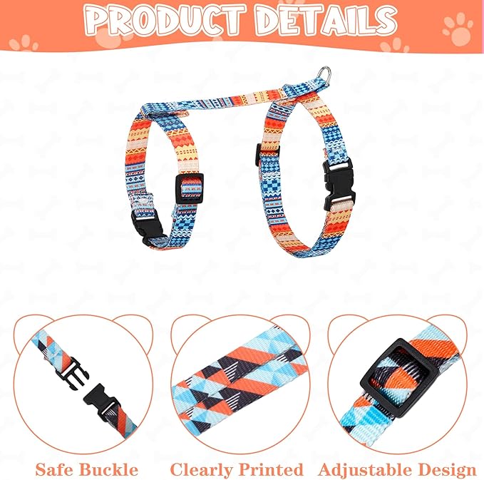 2 Pack Cat Harness and Leash Set, Escape Proof Adjustable Kitten Harness with Leash Collar Lightweight Soft and Comfortable for Small Medium Cats Walking and Travel