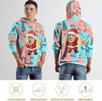 Artsadd Custom Face Unisex athletic Pockets Sweatshirt Loose Hoodie Custom Christmas Long Sleeve Sweatshirt Hooded Pullover