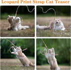 Cat Wand Stick Toy, 5pcs Rainbow Wand for Kittens Training, Interactive Cat Exerciser Playing (30cm, Leopard Print)