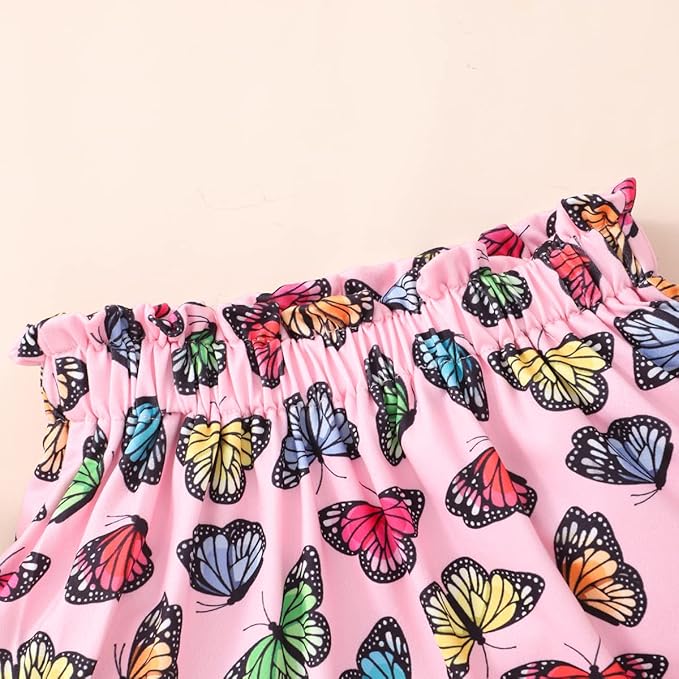 Akyzic Little Girl Skirt Outfit Two Piece Spring Summer Outfit Butterfly Dress Cat Print Skirt Toddler Girl Outfit Set