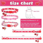 Breakaway Cat Collars with Bell & Cute Pendants, 3 Pack Safety Buckle Kitten Collars, Adjustable Pet Collar Ideal for Girl Boy Cats Puppy (Love Heart)