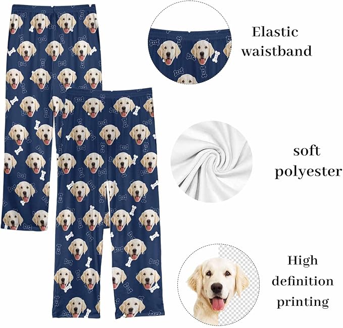 Custom Couple Pajama Pants Sock with Funny Face, Personalized PJ Anniversary Birthday Women Men Pants