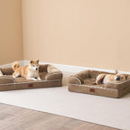 EHEYCIGA Orthopedic Dog Beds for Large Dogs, Waterproof Memory Foam Large Pet Bed with Sides, Non-Slip Bottom and Egg-Crate Foam Dog Couch Bed with Washable Removable Cover, Camel