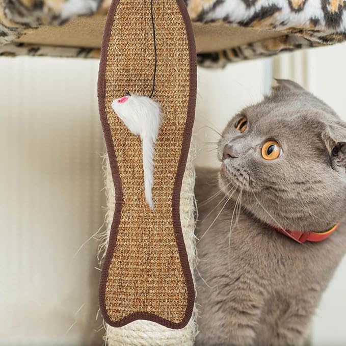 Garneck Hanging Cat Scratcher for Door Knobs - Fish Shaped Sisal Cat Scratch Pad - Ideal for Indoor Pet Promotes Healthy Clawing and Play 20.83X5.23 inch Random Colors