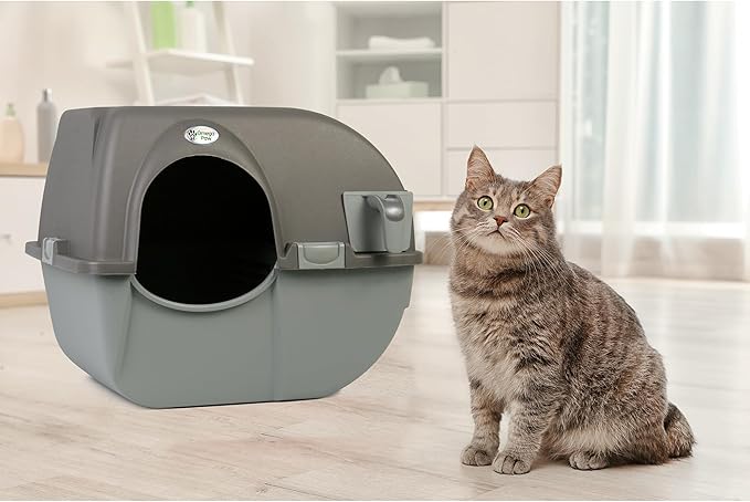 Omega Paw NRA15 Self Cleaning Litter Box Regular Size,Grey
